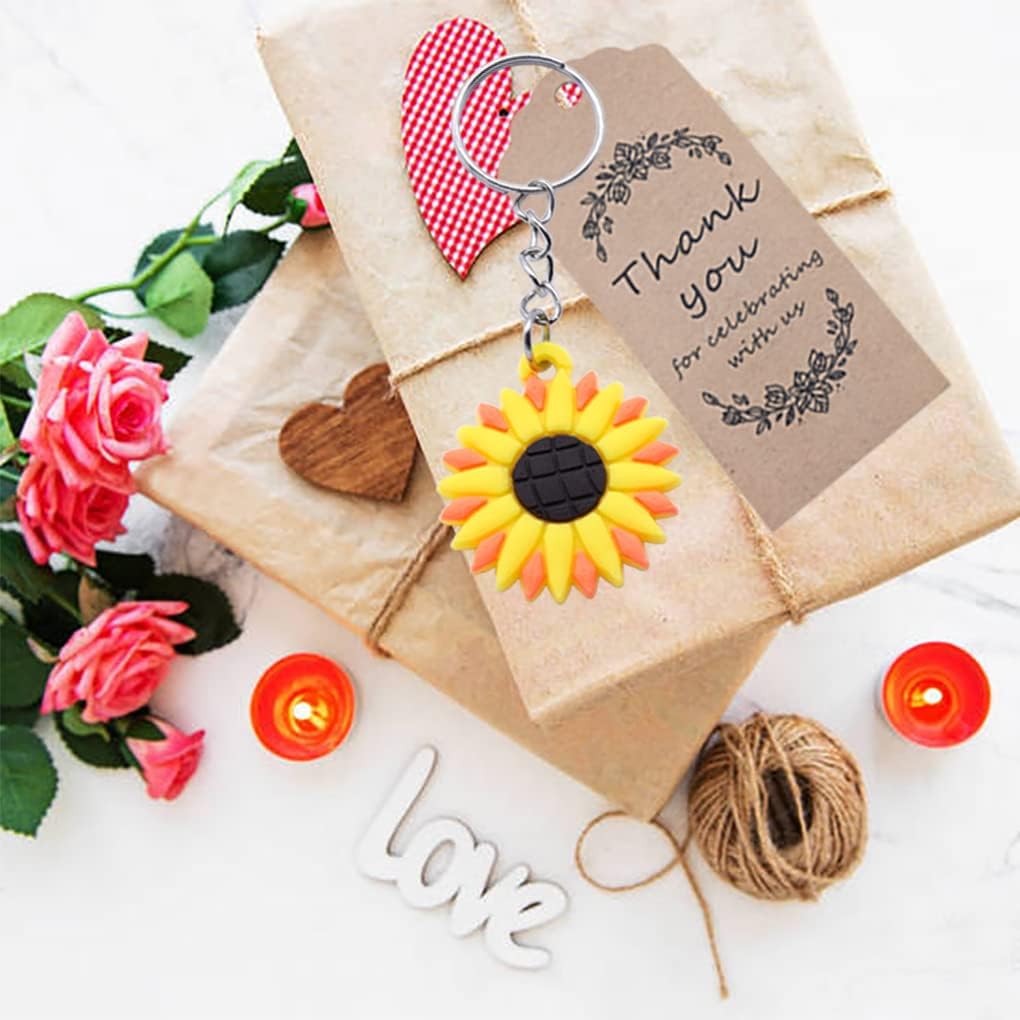30 Sets Sunflower Birthday Party Favors Keychain Pack