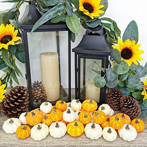 Winlyn 32 Pcs Assorted Artificial Mini Pumpkins