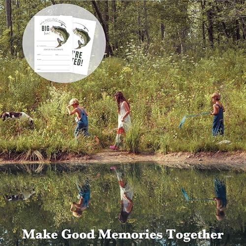 Fishing Theme Birthday Invites with Envelopes for Kids