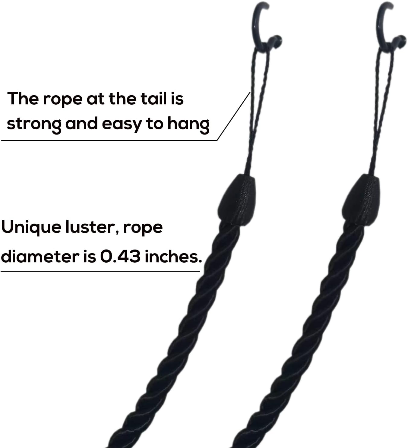 Curtain Tiebacks Ropes 4 Pack Metal Hooks Indoor Outdoor Use
