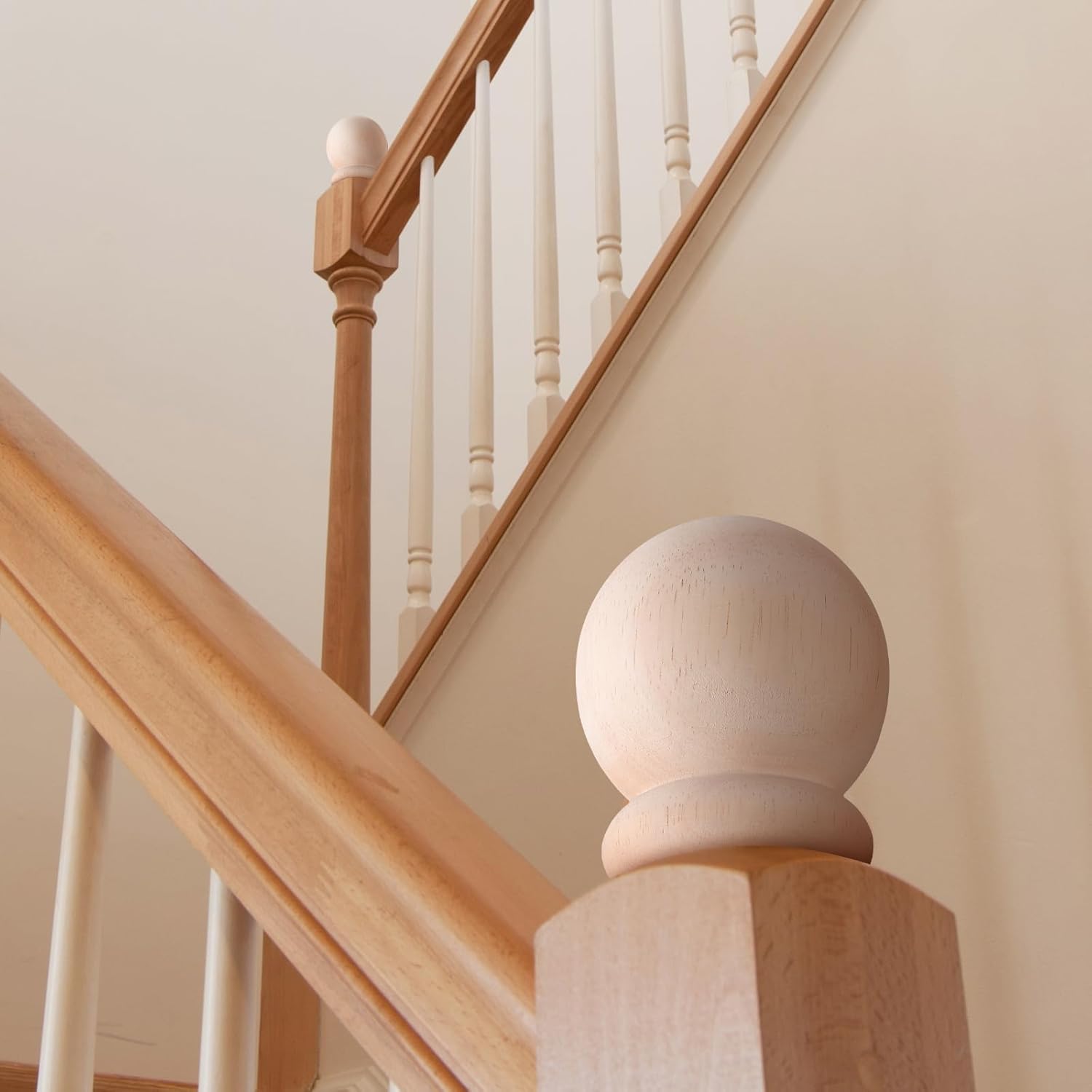 2 Pack 25 Inch Round Wooden Curtain Rod Finials with Screw