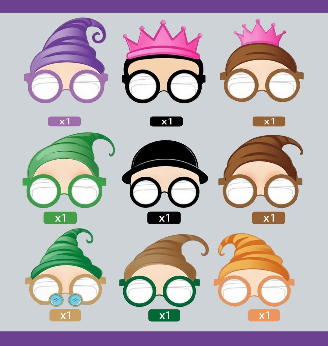 UUT 9Pcs Paper Masks Glasses Party Favor Set