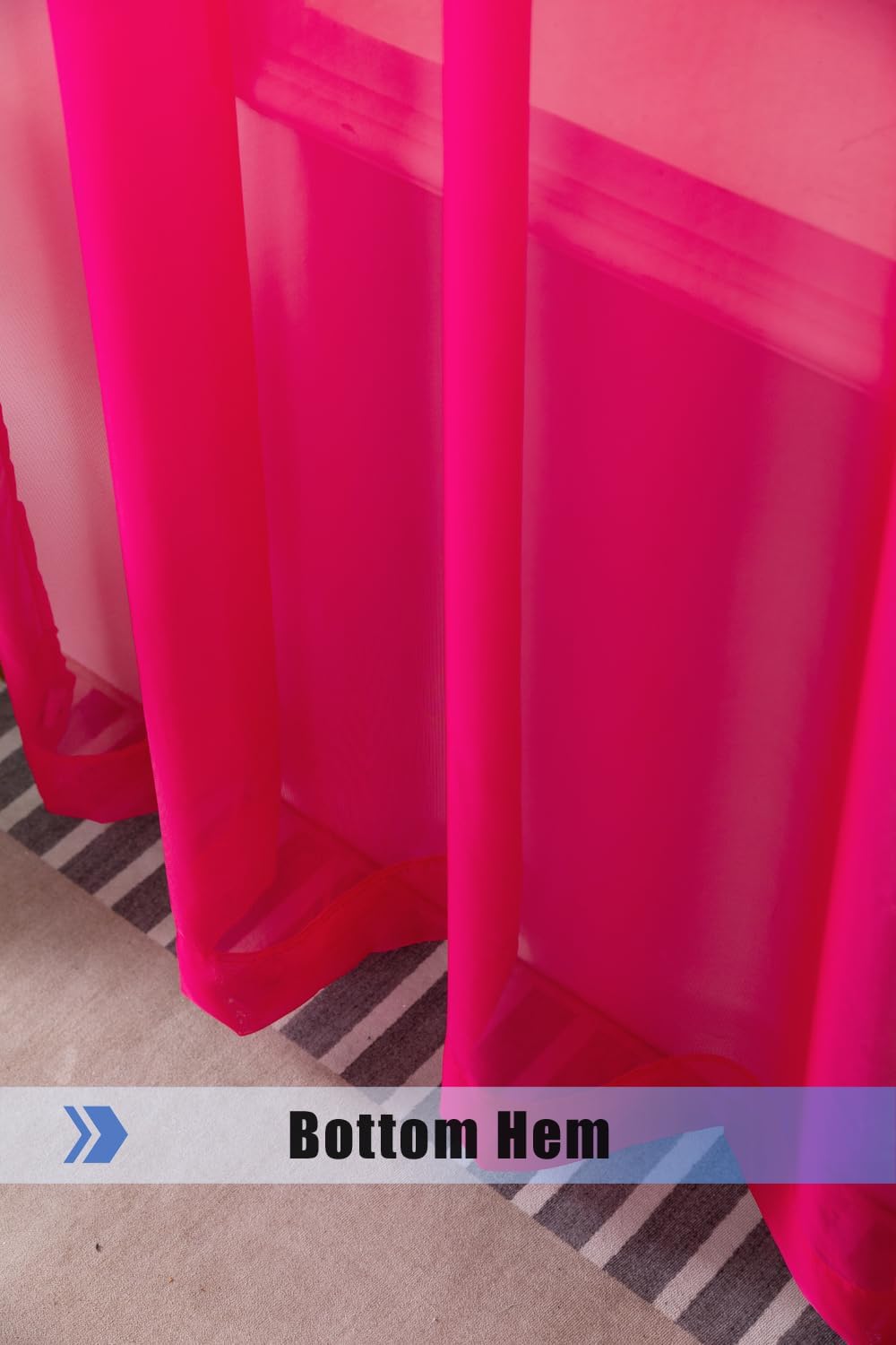 WPM Hot Pink Sheer Window Valance Scarf Panel