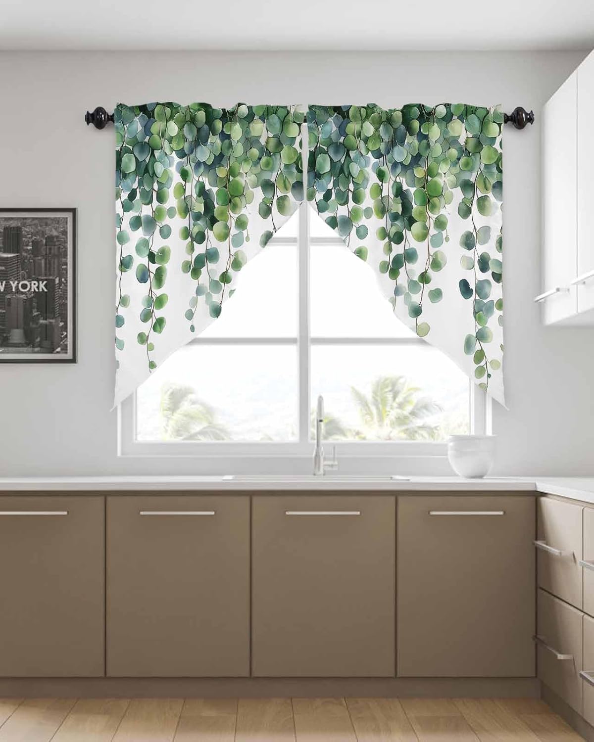 Spring Leaf Swag Curtains Pair 36x36