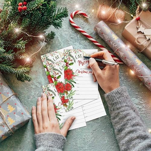 Christmas Party Invitations with Envelops - 25 Cards Set