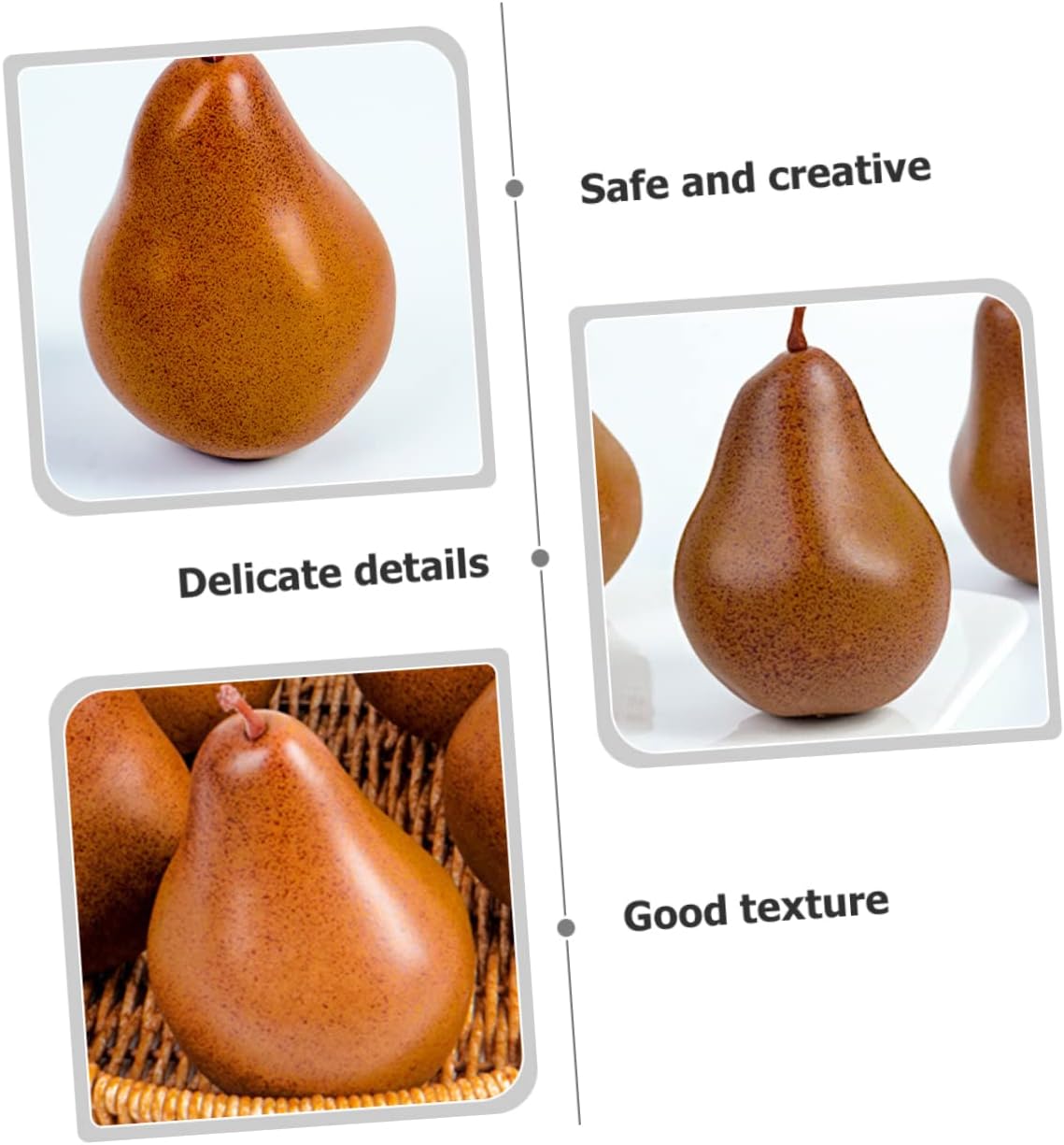 VICASKY 2Pcs Lifelike Faux Pears Artificial Fruit Display Prop