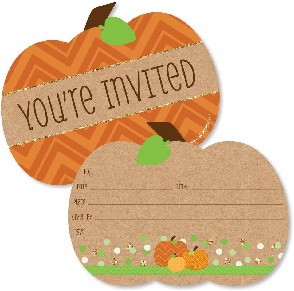 Big Dot of Happiness Pumpkin Patch Invitation Set of 12