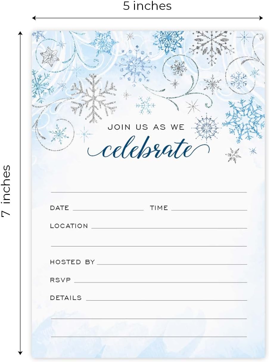 Canopy Street Faux Glitter Winter Party Invitations 5x7