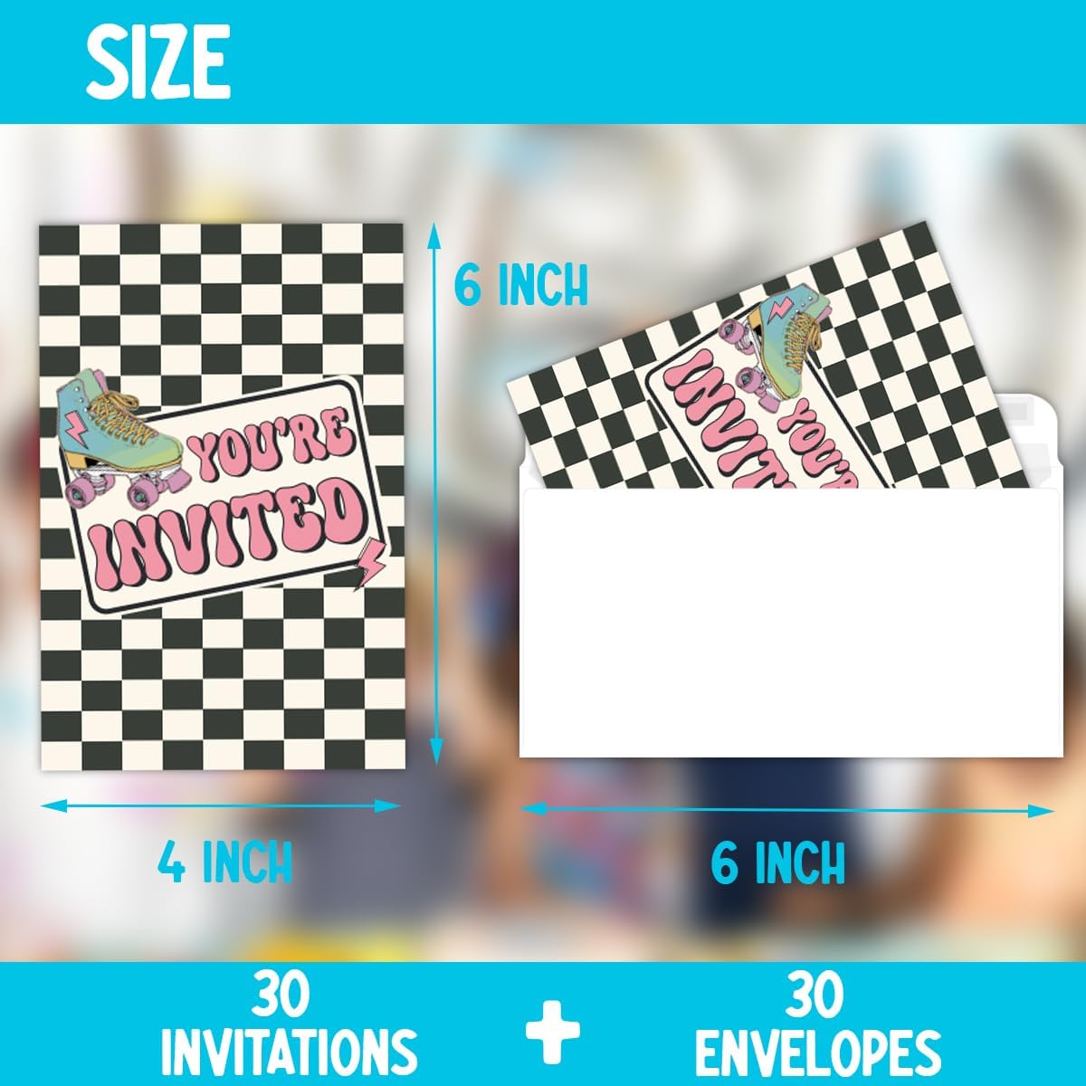 Roller Skate Birthday Invitations 30-Pack