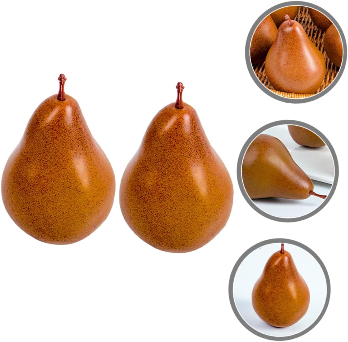 VICASKY 2Pcs Lifelike Faux Pears Artificial Fruit Display Prop