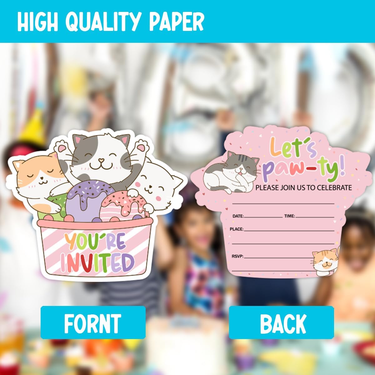 Doguiei Lets Pawty Birthday Party Invitations Cards with Envelopes