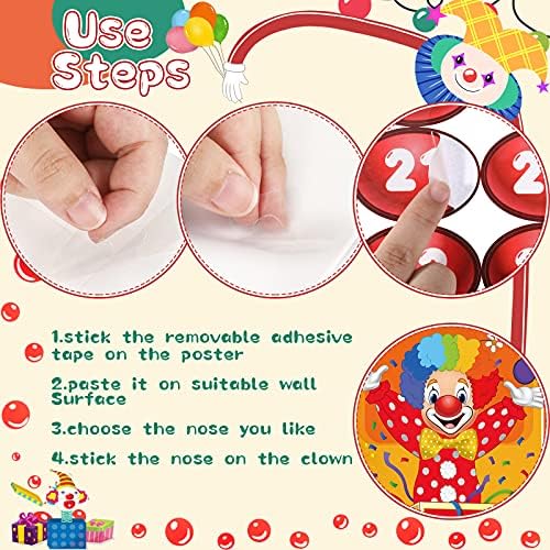 Outus Clown Nose Pin Game for Birthday Party Supplies