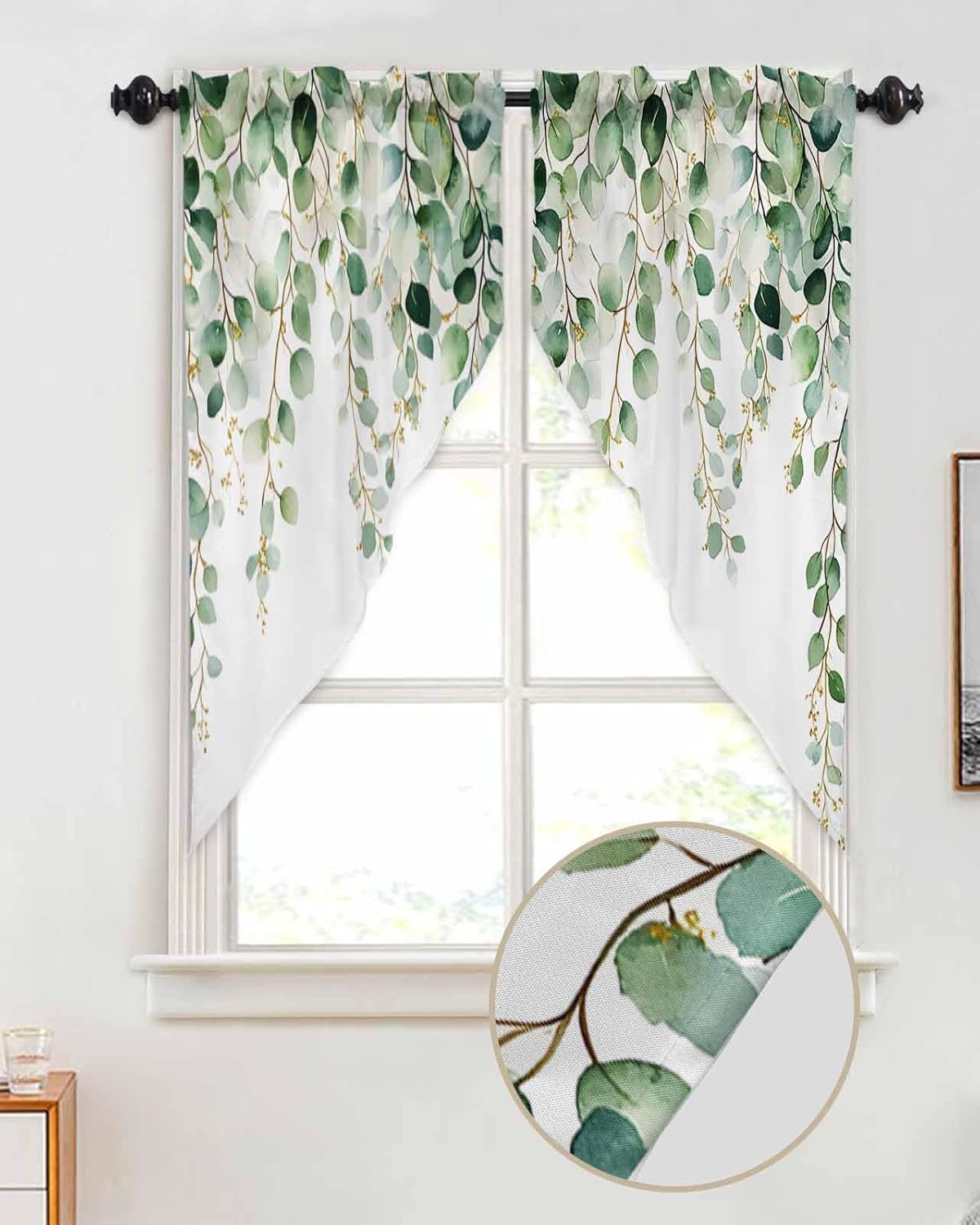Eucalyptus Swag Curtains Valance for Kitchen Windows