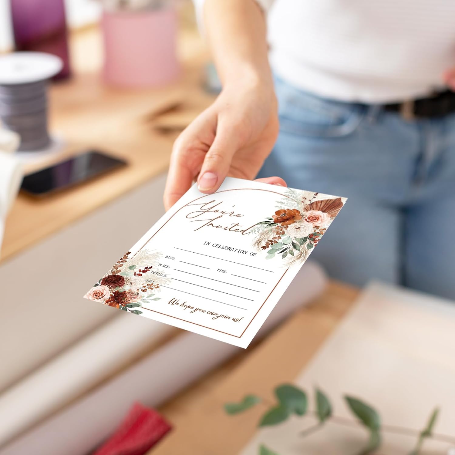 Whaline 25 Fall Invitations with Envelopes Stickers