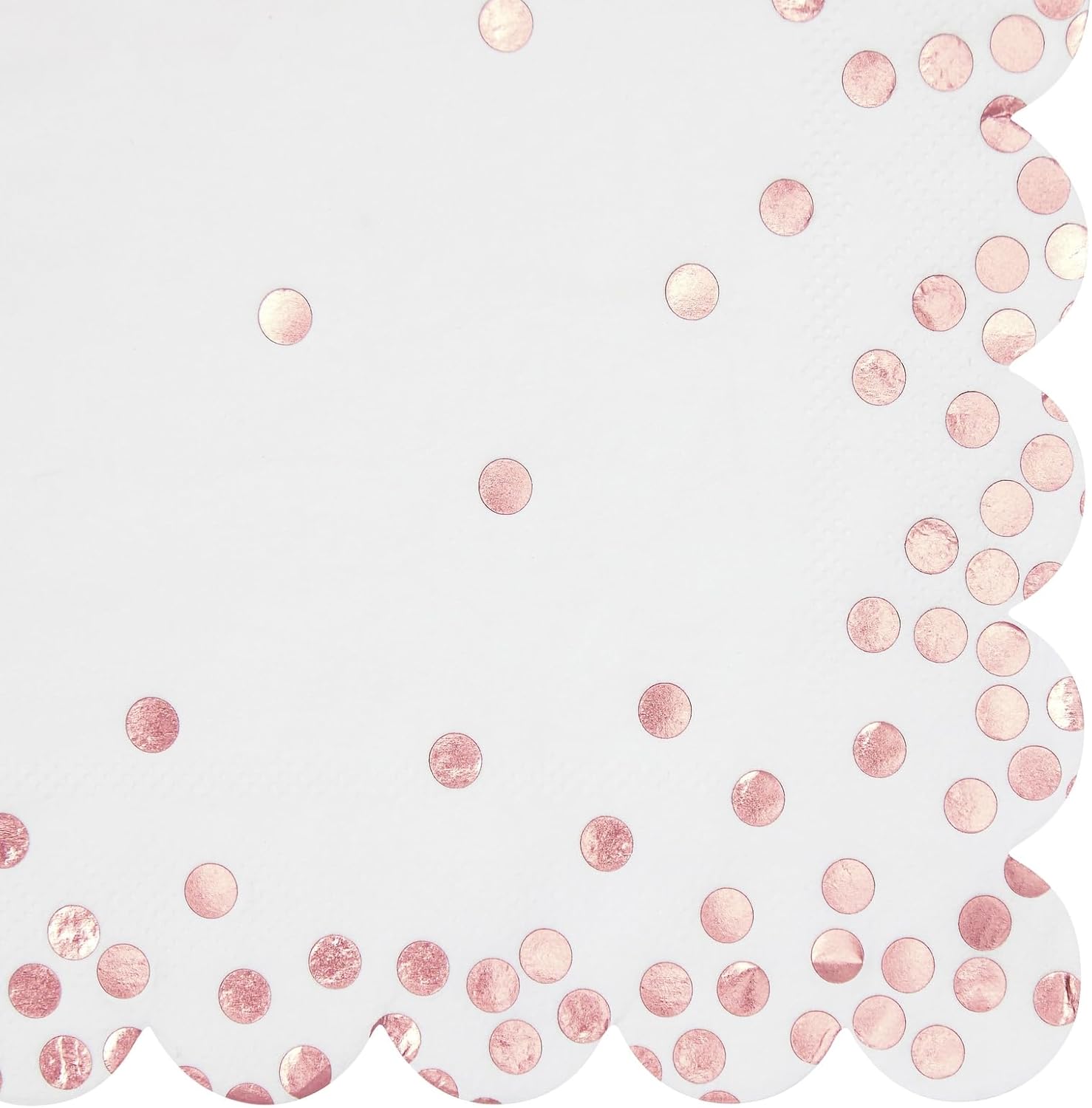 50 Pack Scalloped White Rose Gold Napkins for Events