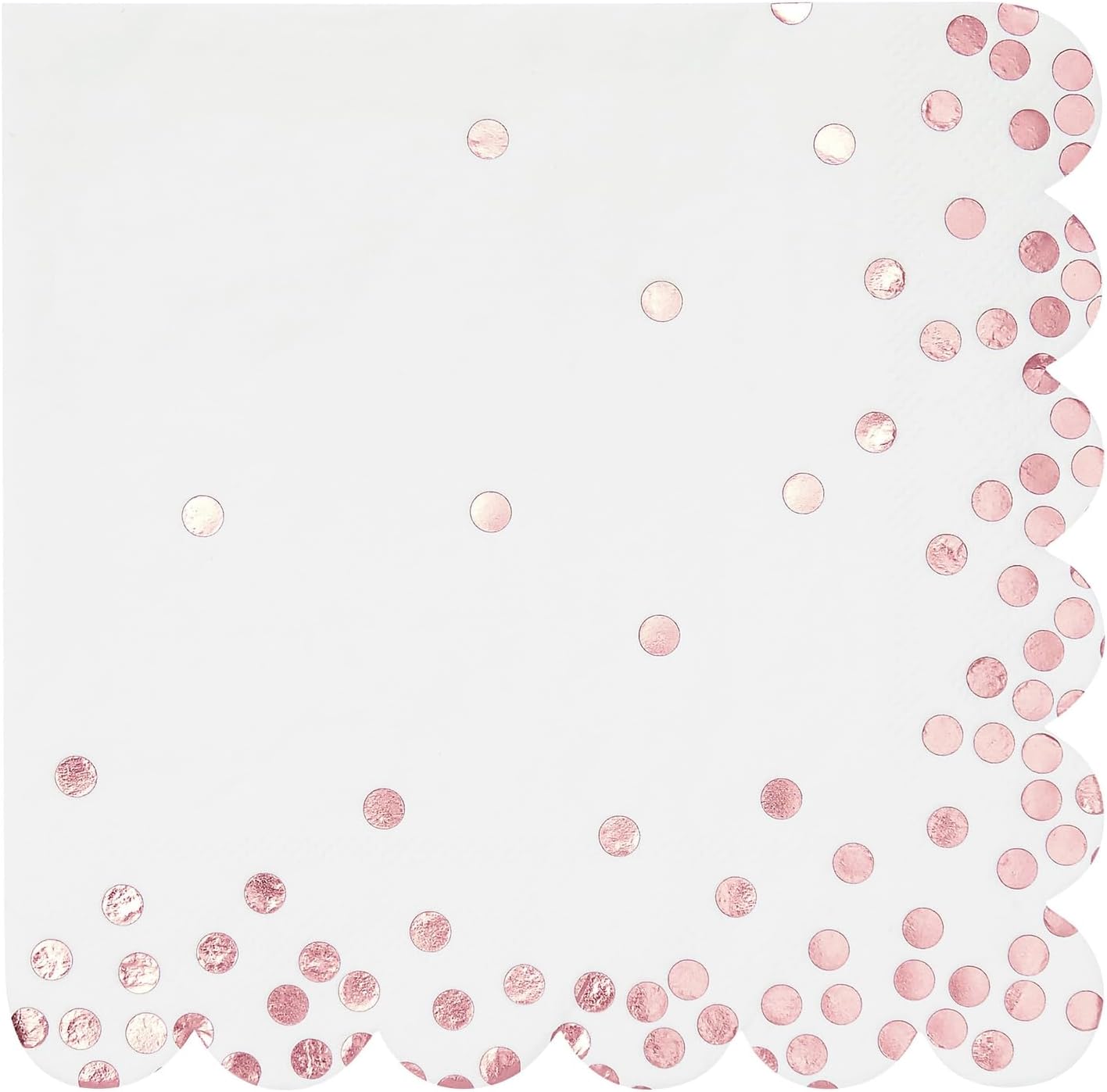 50 Pack Scalloped White Rose Gold Napkins for Events