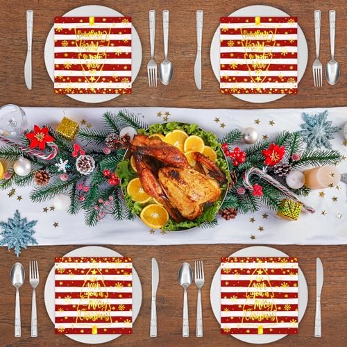 Golden Foil Christmas Tree 3-Ply Napkins - 50pcs Pack