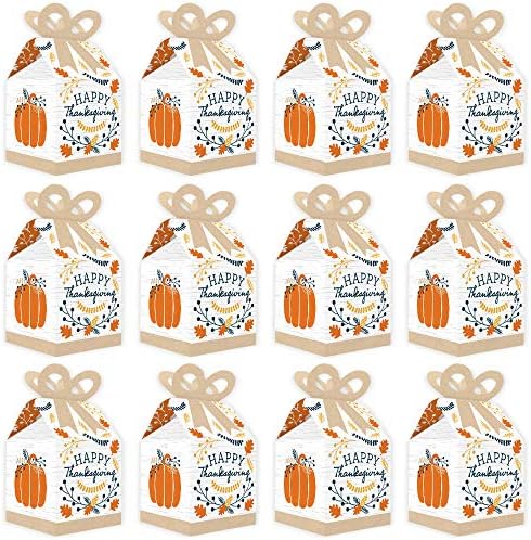 Big Dot of Happiness Happy Thanksgiving Bow Boxes Set of 12