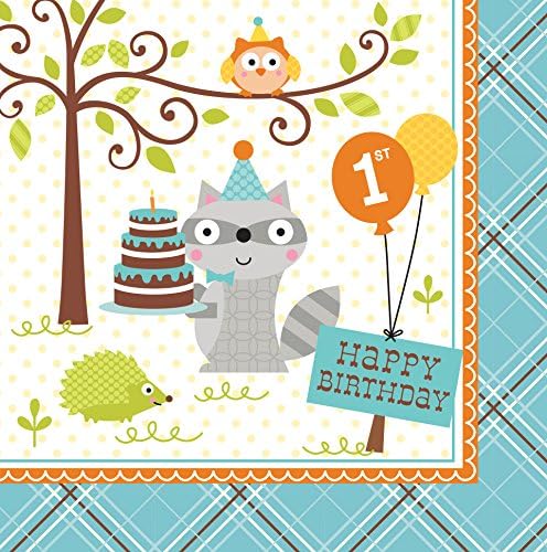 Creative Converting 1st Birthday Woodland Napkins 16 Ct
