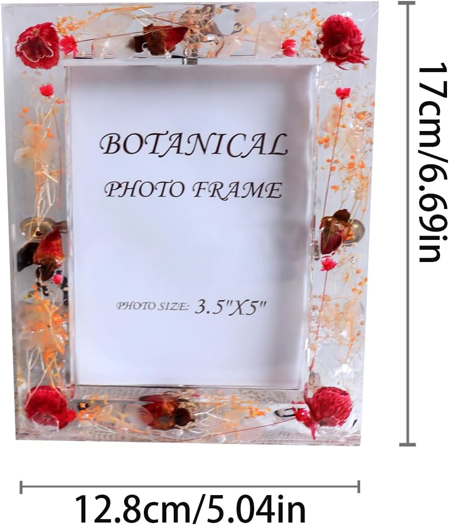Botanical Picture Frame with Dried Flowers 35x5 4x6 5x7 Sizes