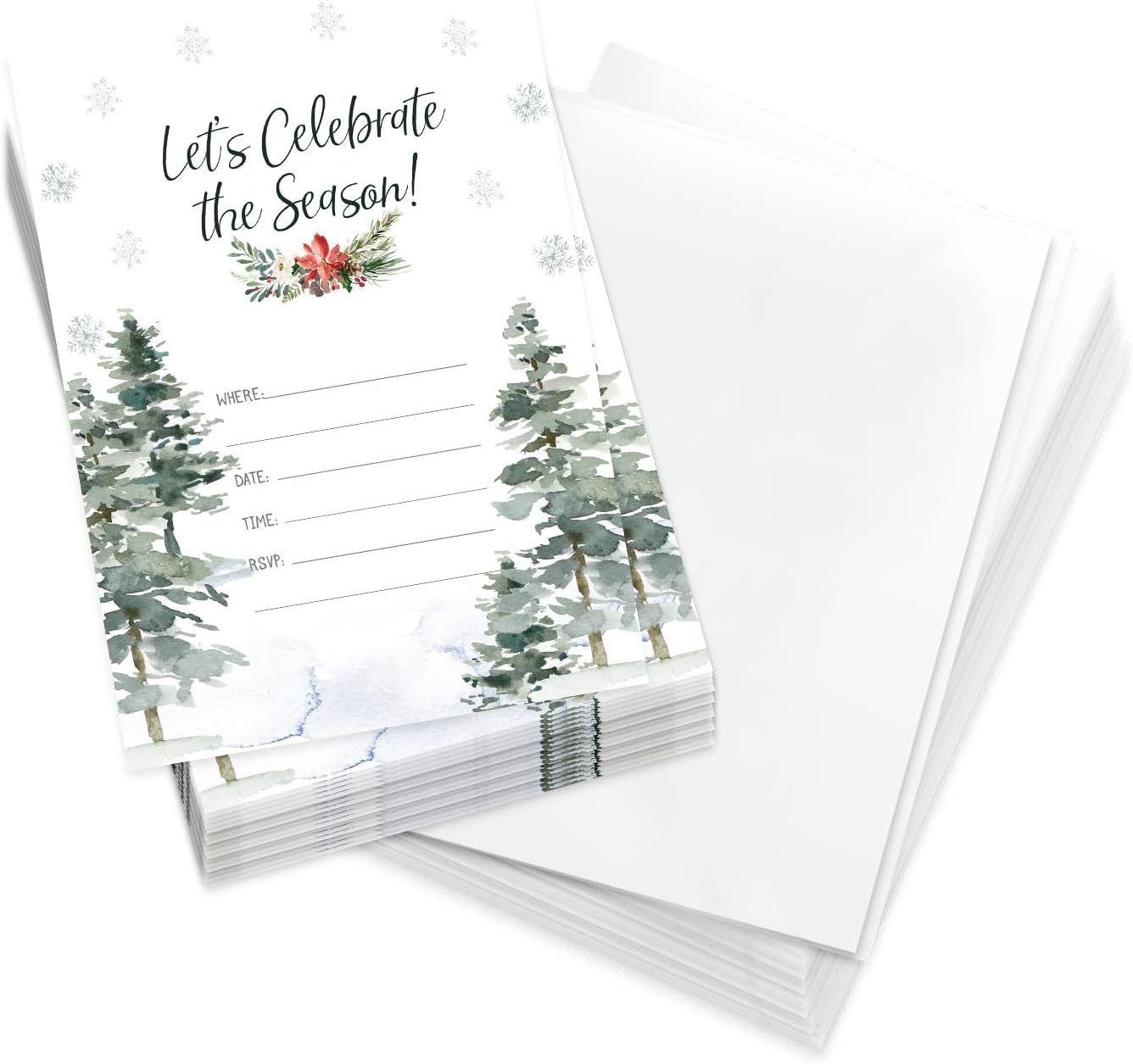 Desert Cactus Christmas Invitations with Envelopes 25 Count Design C