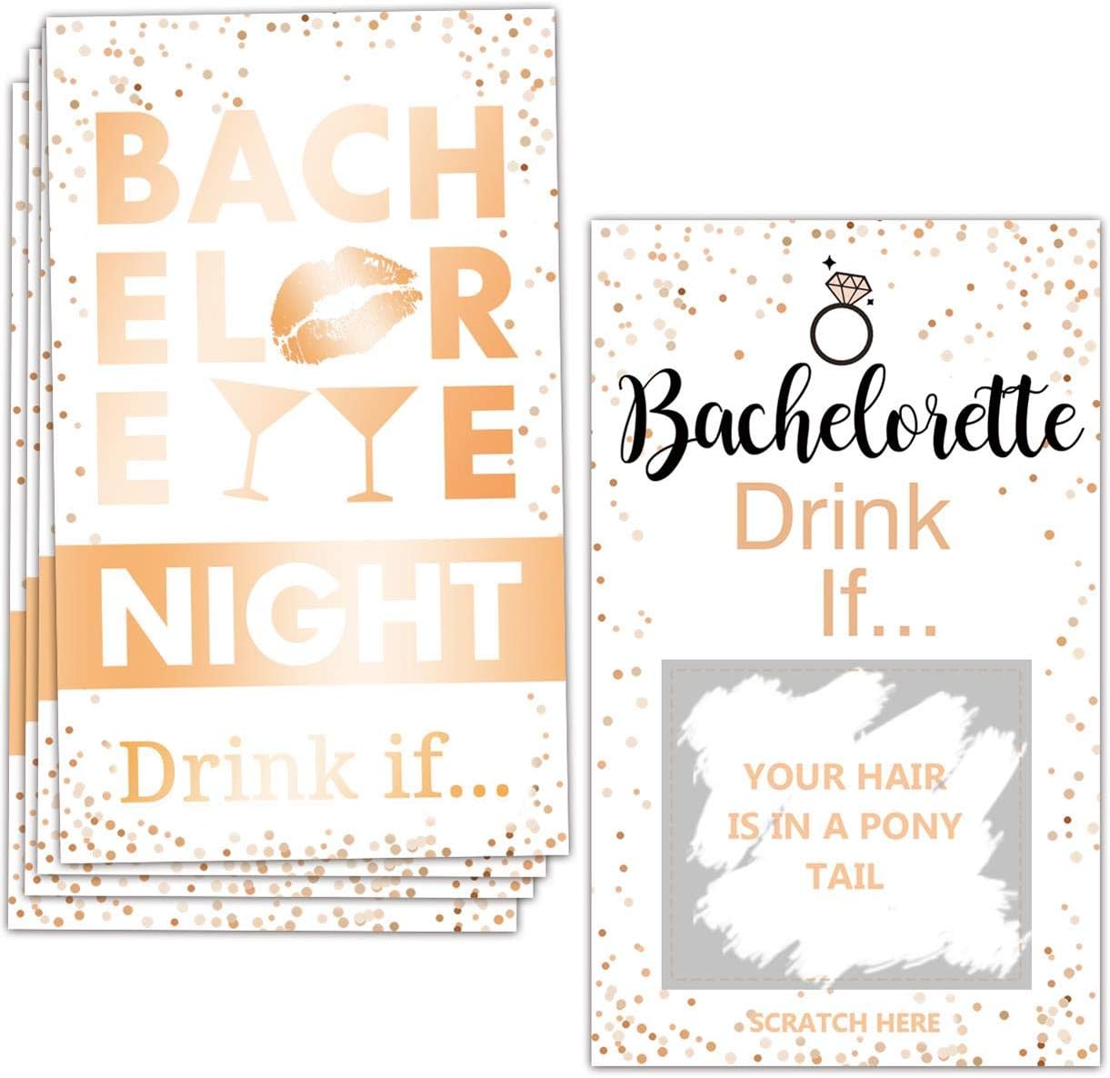 Bachelorette Drinking Games Cards - 40 Sheets for Parties