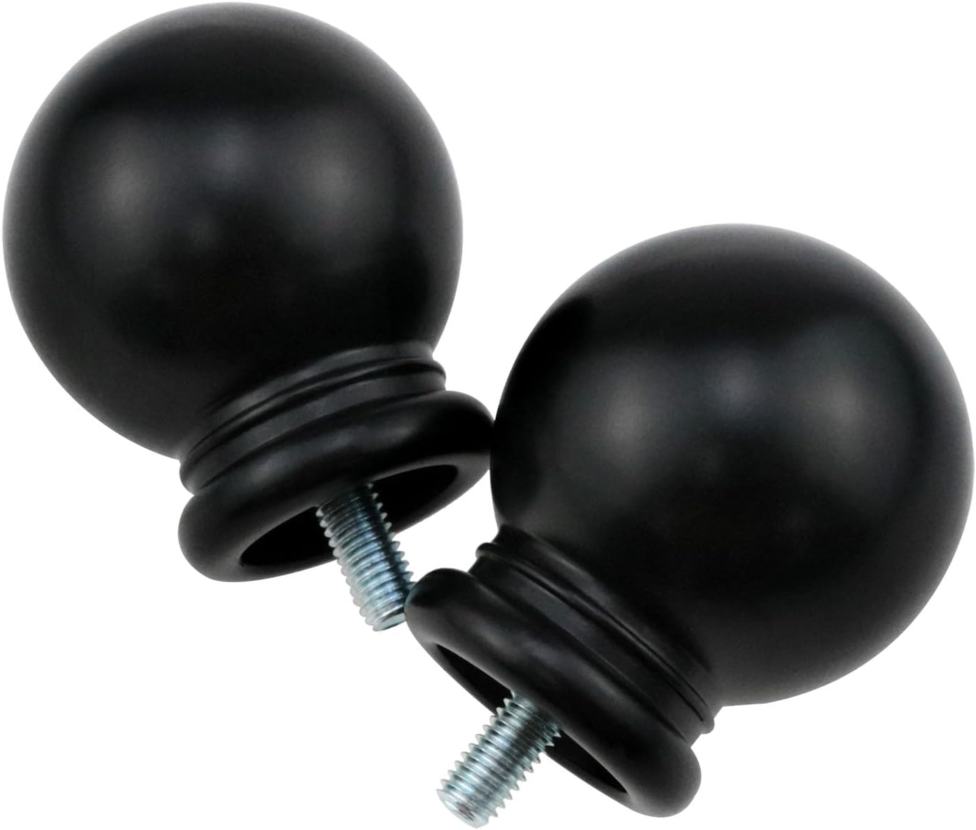 Black Plastic Curtain Rod Finial 2PCS