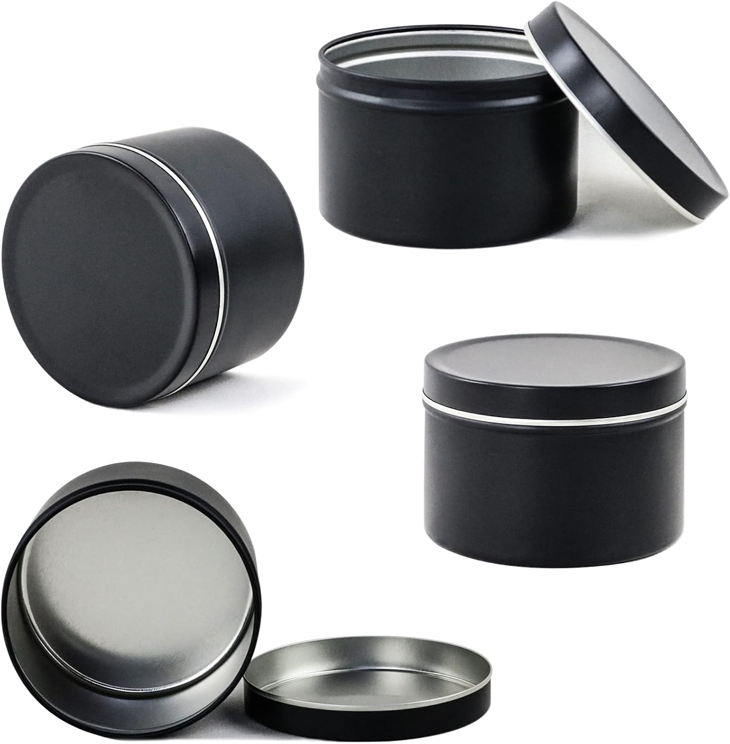 EricX Light 24-Piece Candle Tin Set Black 8 oz