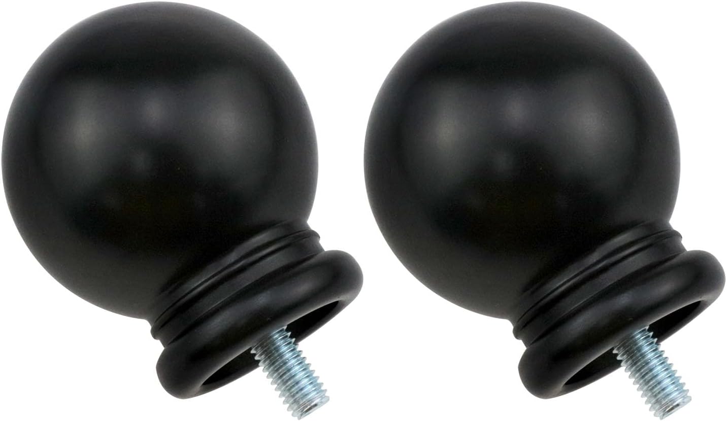 Black Plastic Curtain Rod Finial 2PCS
