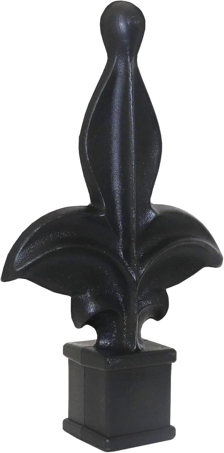 Premium USA Made Fence Finials Fleur De Lis Black 55 Inch
