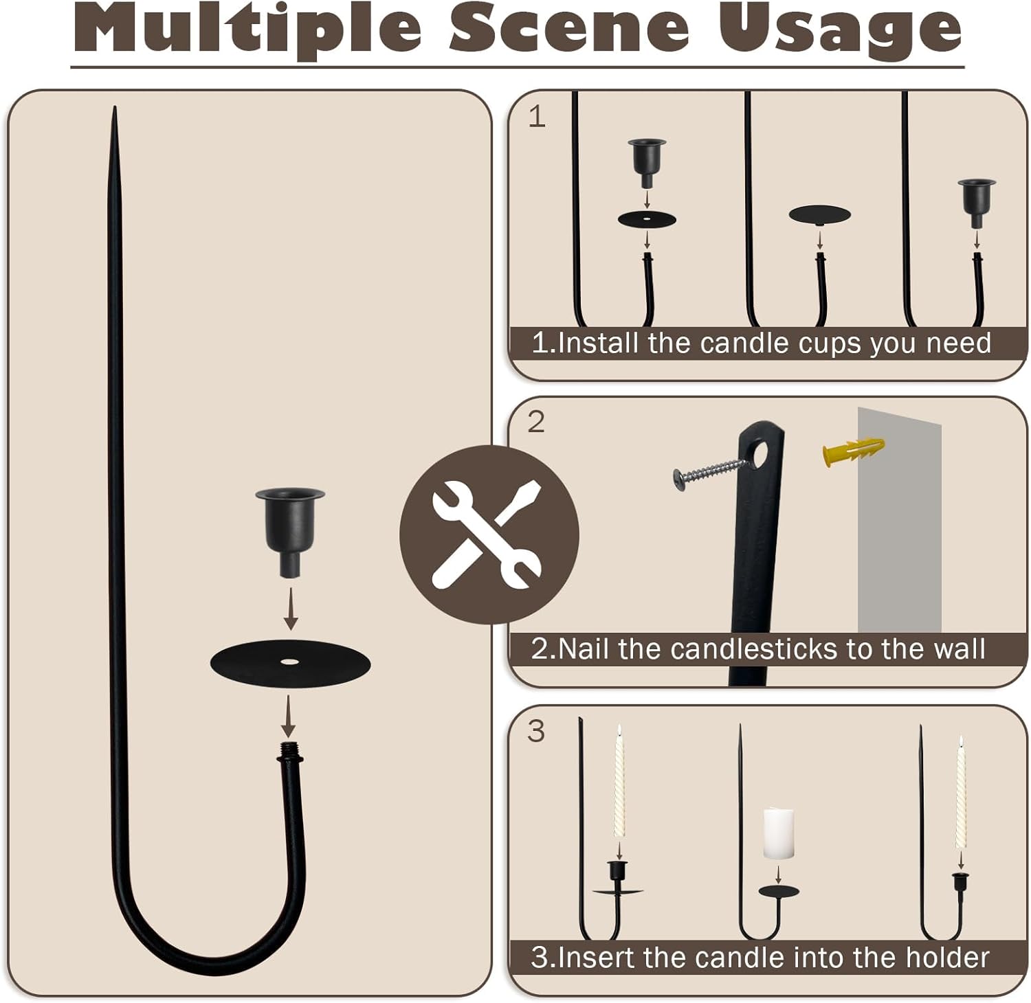DFLU Metal Wall Candle Sconces Holder Set of 2