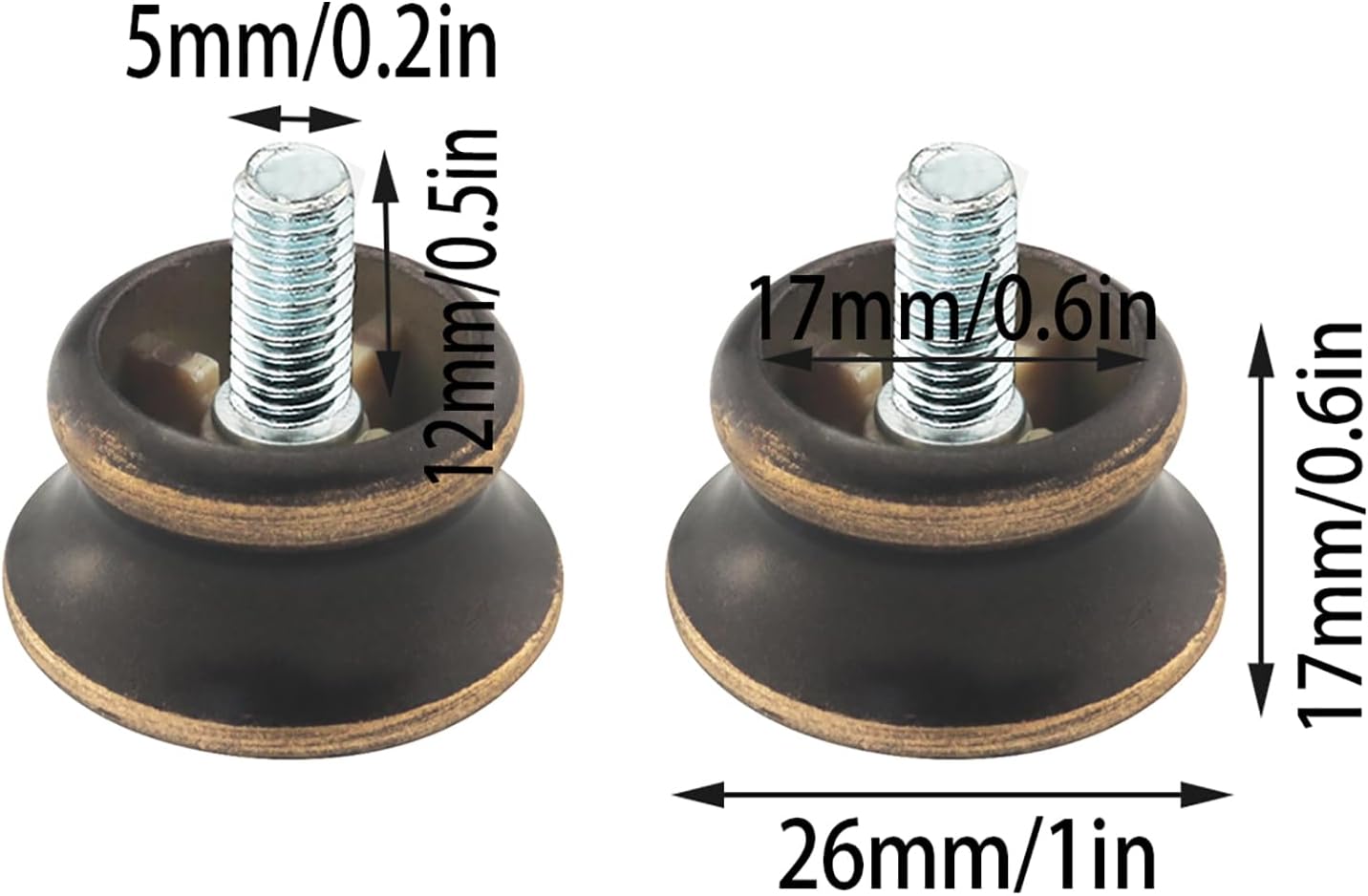 6PCS Brown Mushroom Shape Curtain Rod Ends