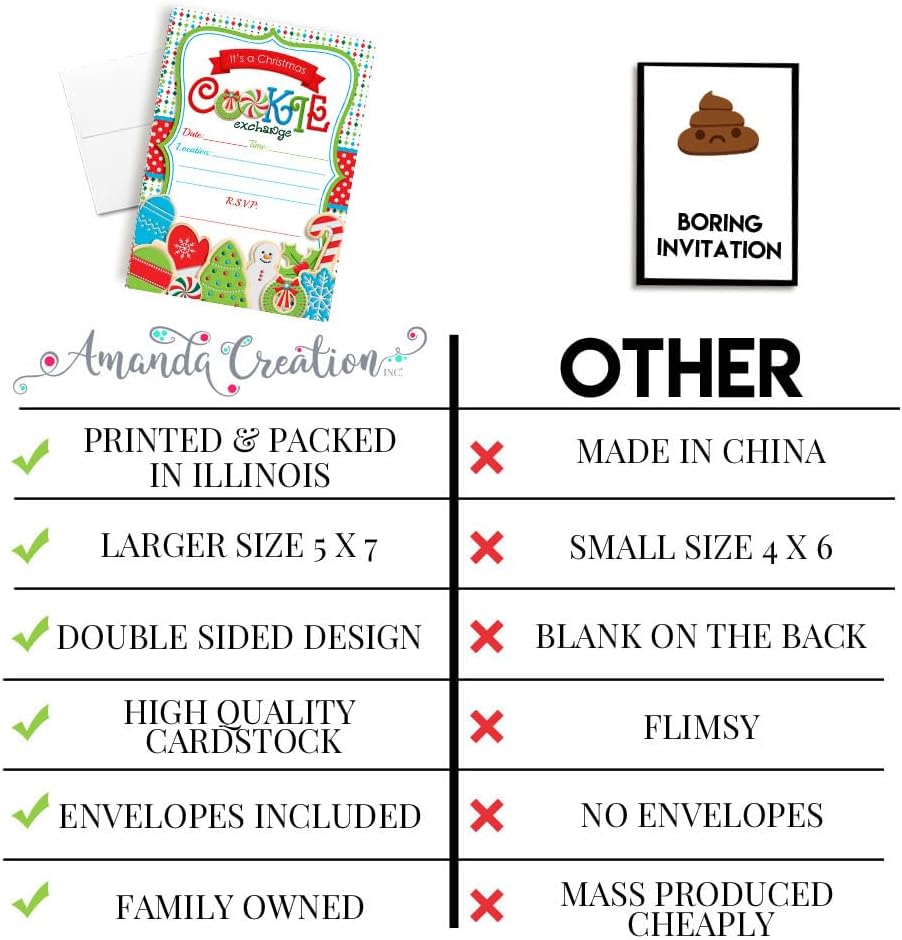 Amanda Creation Christmas Invitations 20 Pack with Envelopes