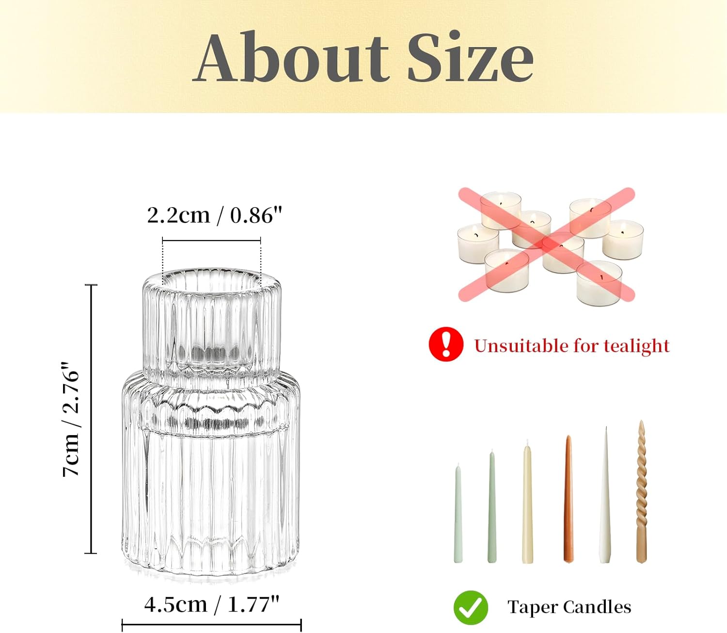 Hewory 20PCS Clear Taper Candle Holders for Table Centerpieces