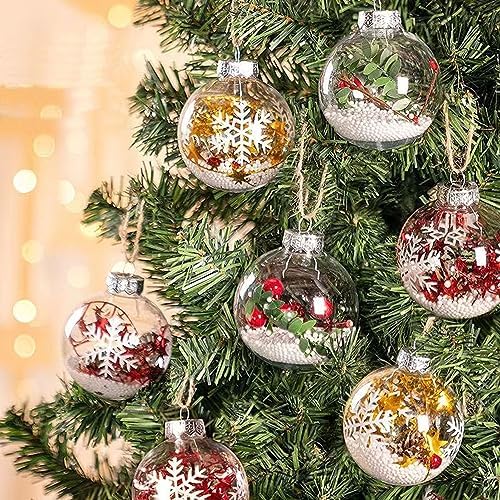 10 Pack Clear Plastic Decorative Balls with Silver Rope