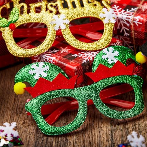 JOYIN 12 Pcs Glitter Christmas Party Glasses Frames