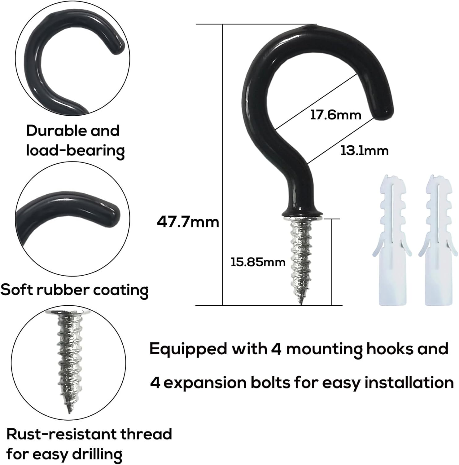 Curtain Tiebacks Ropes 4 Pack Metal Hooks Indoor Outdoor Use