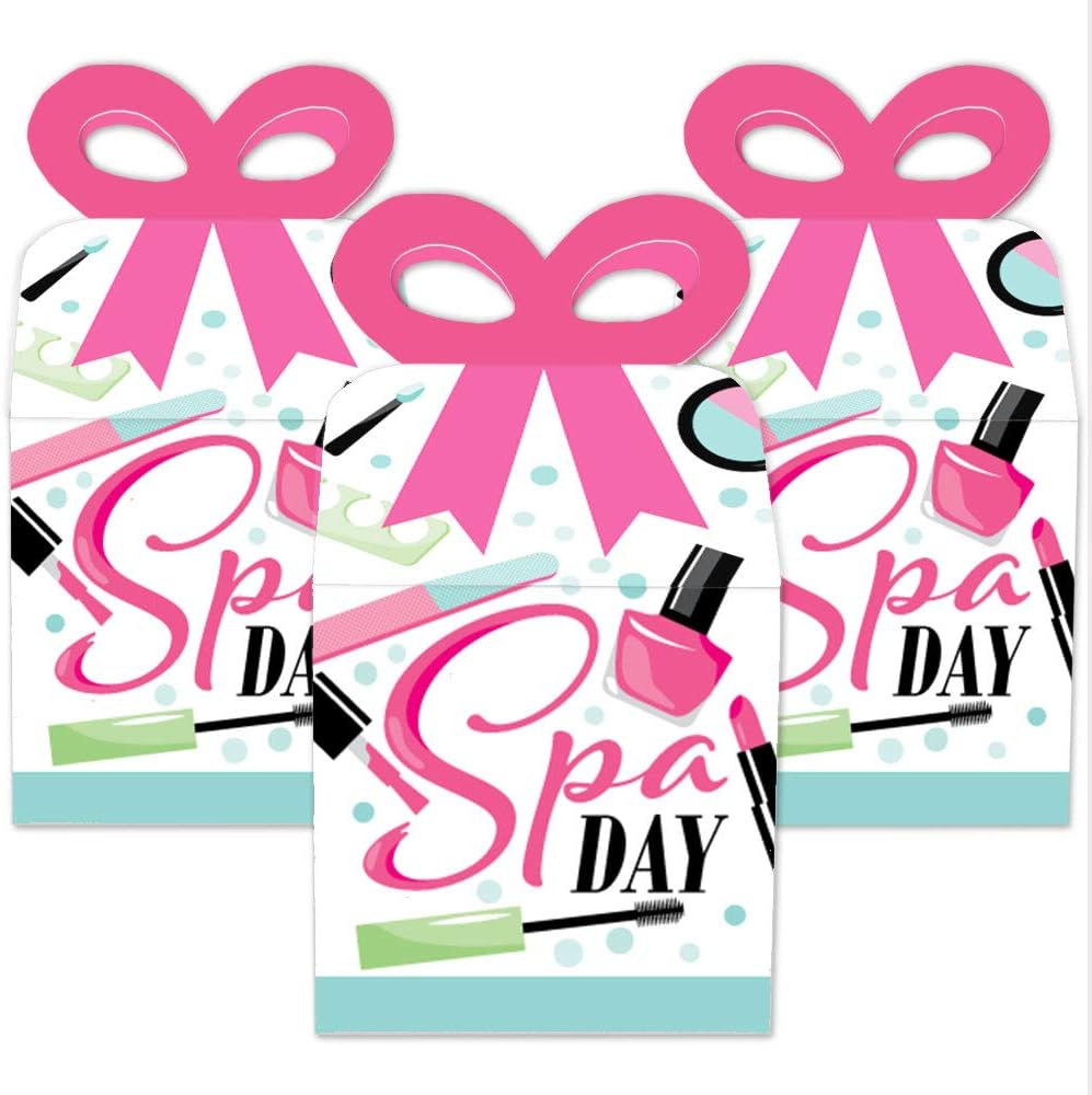 Big Dot of Happiness Spa Day Bow Box Set of 12