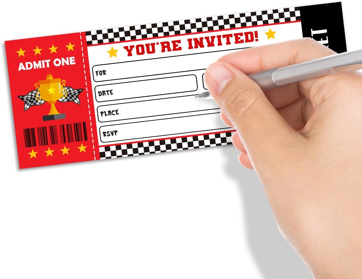 UBLURO Car Racing Birthday Party Invitations 20 Tickets with Envelopes
