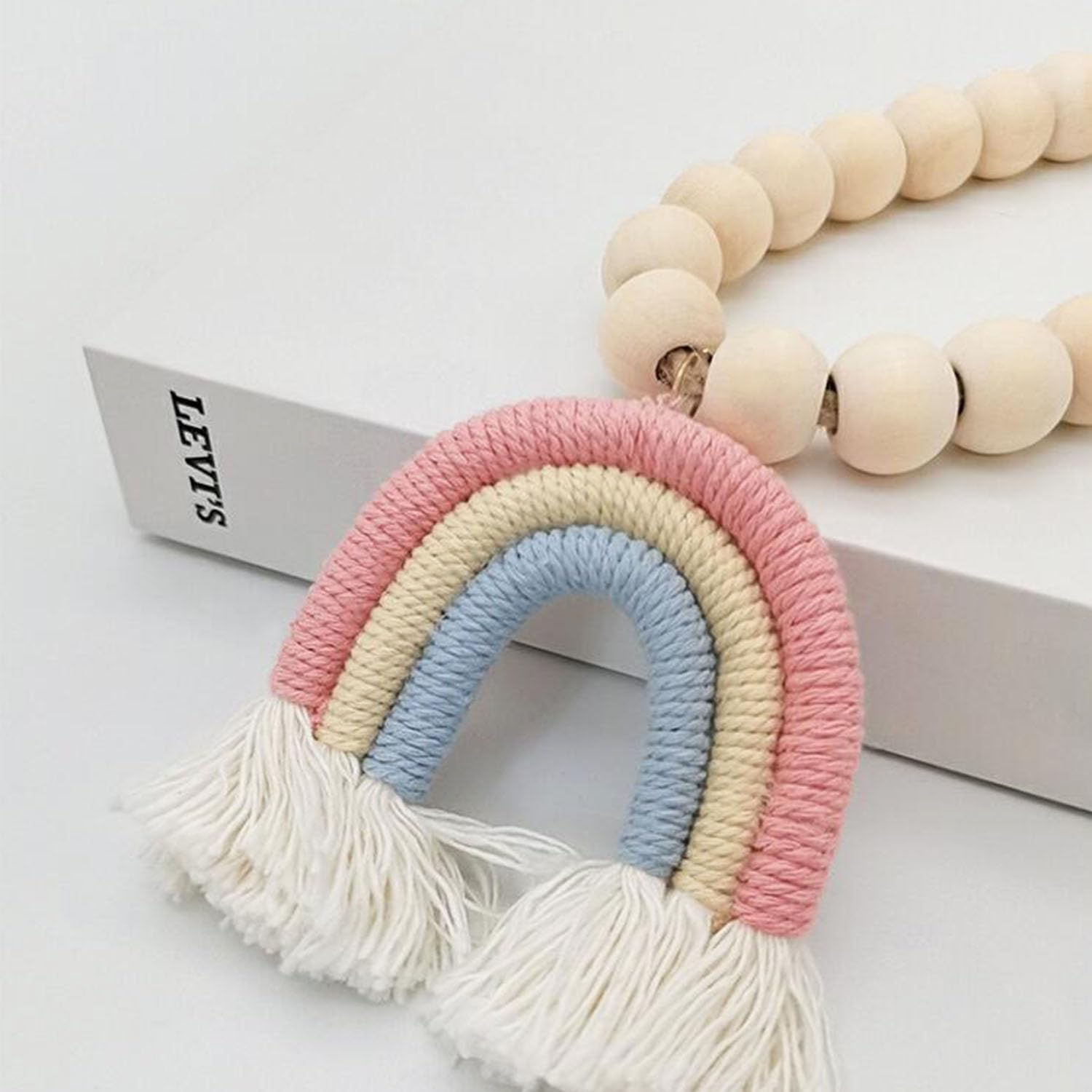 2 Pieces Wooden Beaded Curtain Tiebacks with Tassels