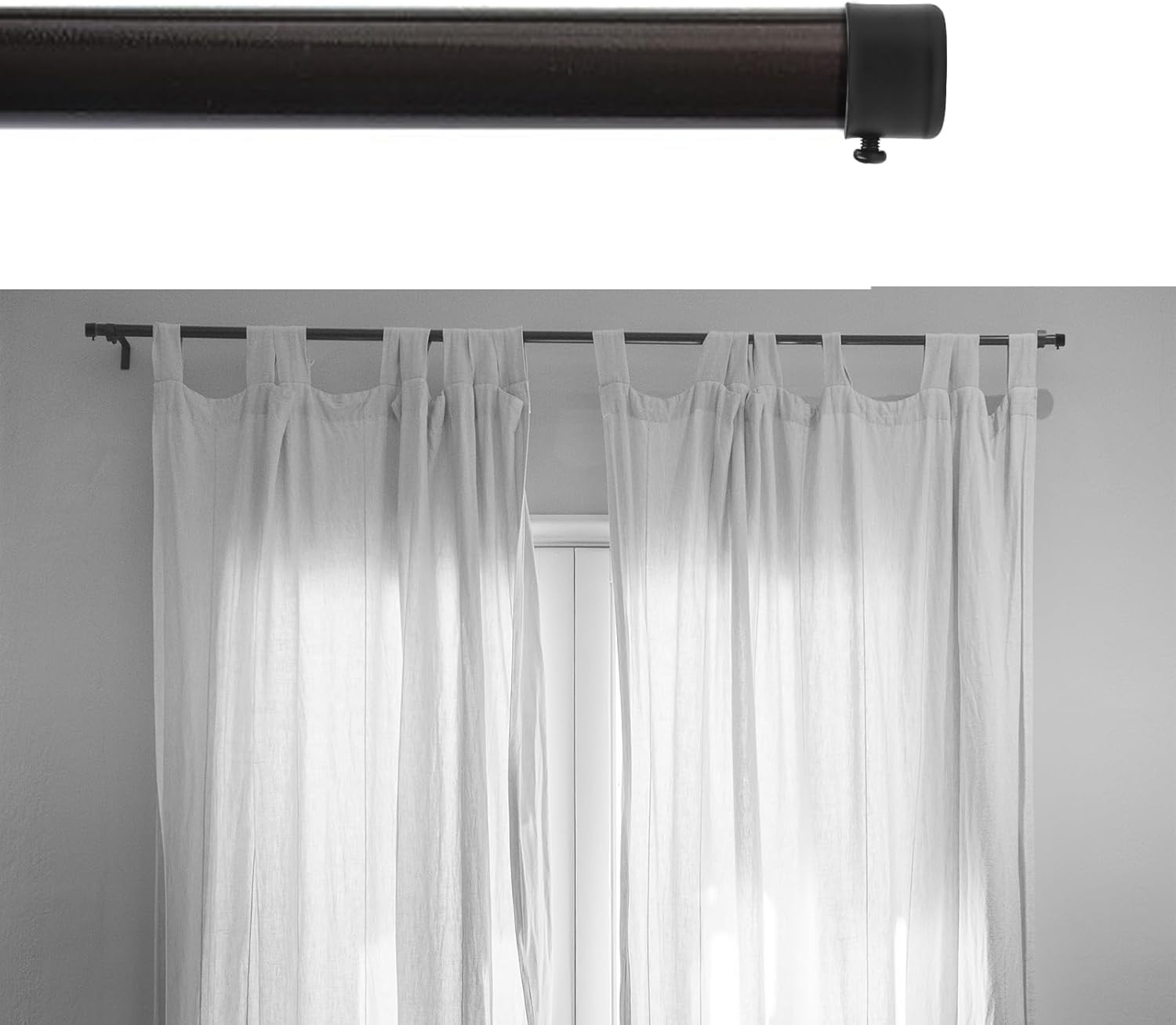 Stainless Steel Curtain Rod Ends Finials Black 4-Pack Up to 11 Diameter