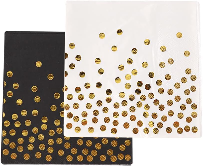 40 Pcs Gold Polka Dot Party Napkins for Wedding Birthday Graduation
