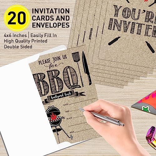BBQ Party Invitations with Envelopes Set of 20