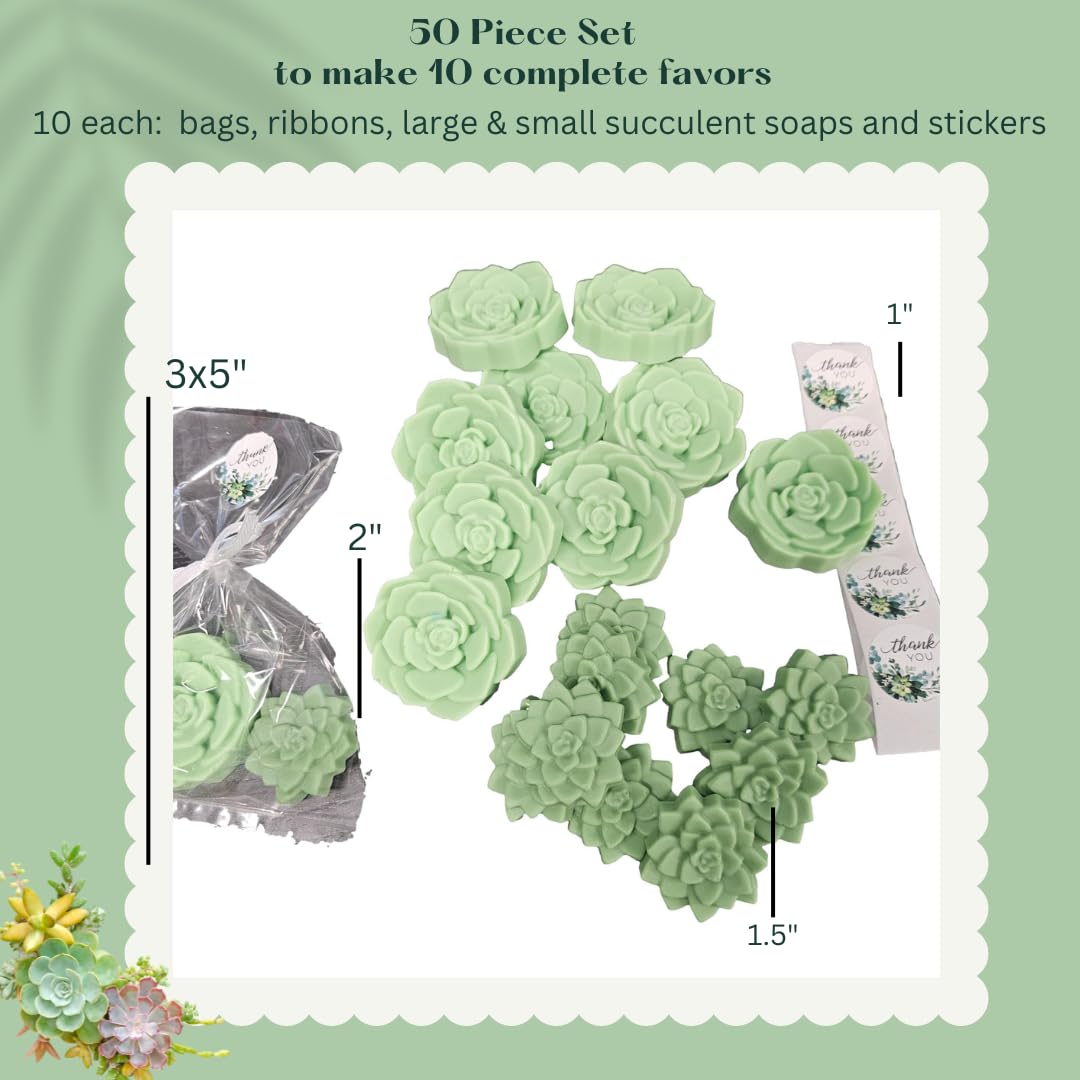 DIY Succulent Shaped Soap Favor Kit 20 Green Cactus Blossom Scented Soaps