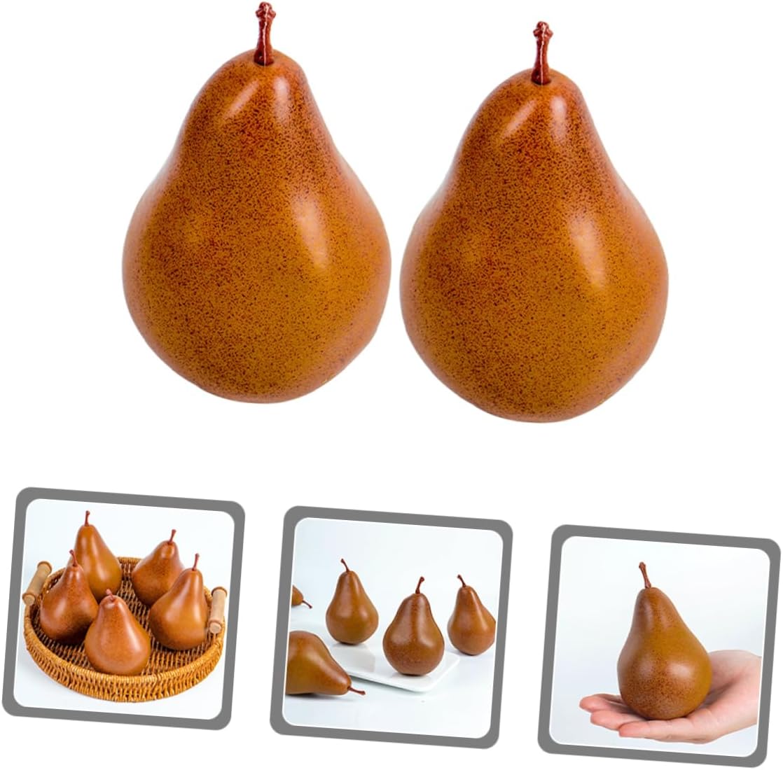 VICASKY 2Pcs Lifelike Faux Pears Artificial Fruit Display Prop