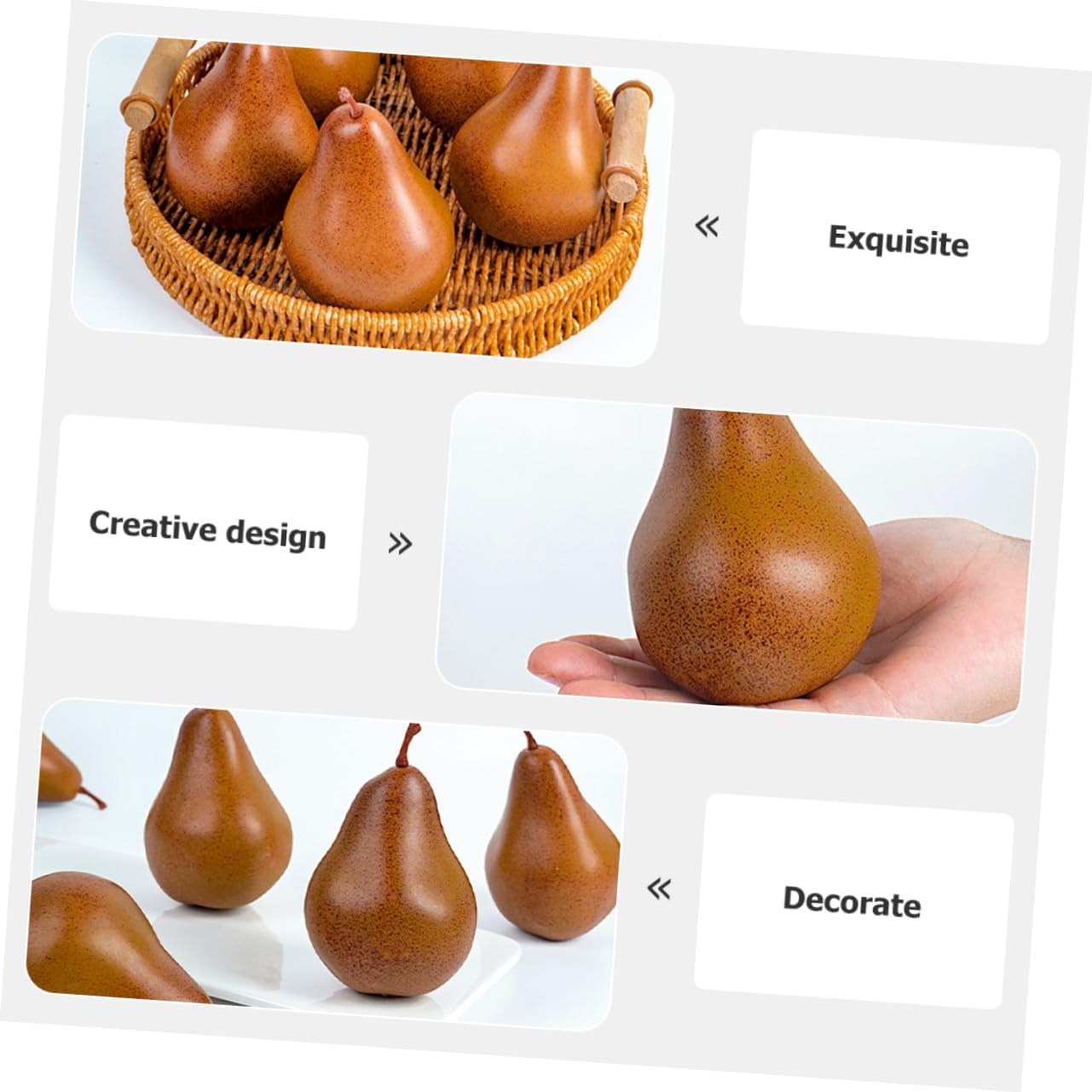 VICASKY 2Pcs Miniature Fake Pears Desktop Decor