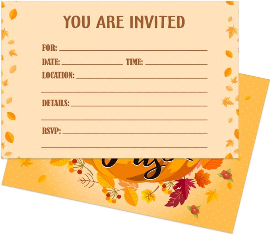 SICOHOME Thanksgiving Invitations Set 12pcs 5x7 with Envelopes
