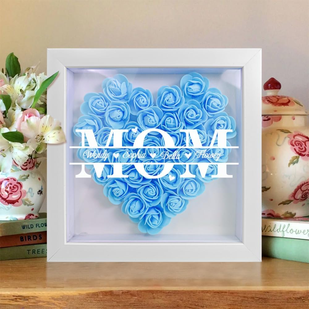 Artsadd Personalized Mom Rose Shadow Box Frame with Name