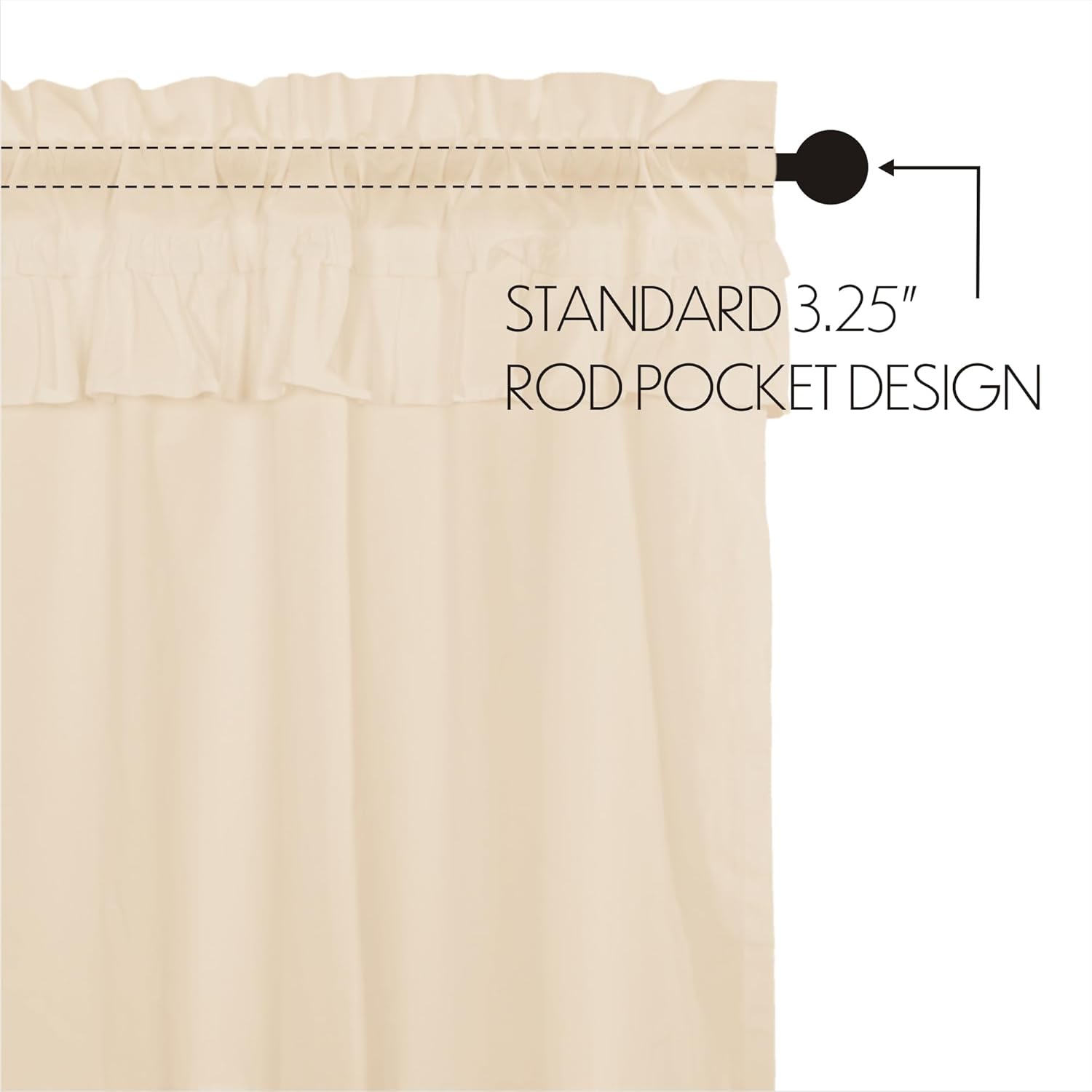 VHC Brands Muslin Ruffled Natural Tan Prairie Panels Set of 2