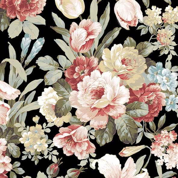 20-Count 65x65 Black Rose Napkins for Decoupage